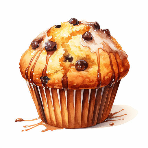 Muffin clipart in the style of Oil painting on white