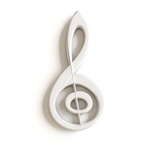 3D Music Note on flat white background, isolated clipart