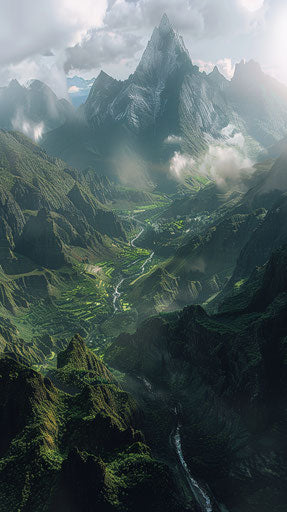 Ancient Andes Mountains, detailed, EXTREMELY REALISTIC 9:16