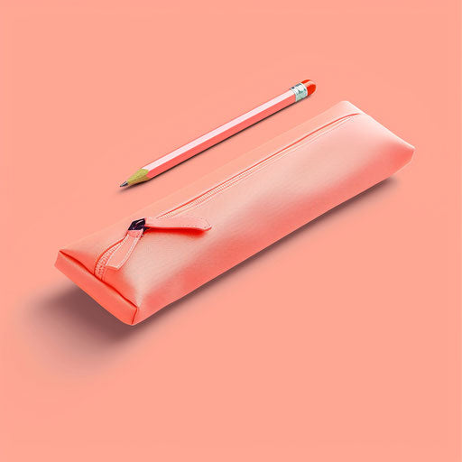 Realistic pencil case clipart on flat pastel peach background