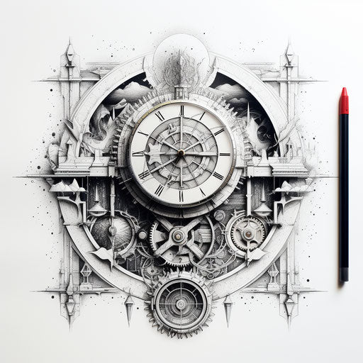 Cosmic black pencil drawing with ink, artistic design