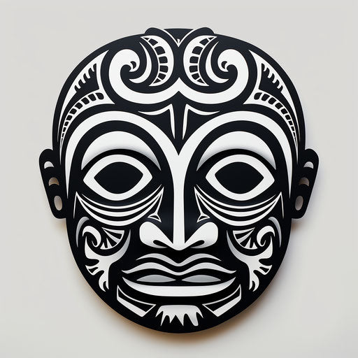 Tribal face sticker on white background, Flickr style
