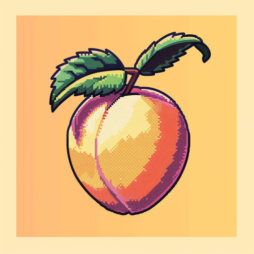 Pixel art tattoo sketch of peach with retro game aesthetic