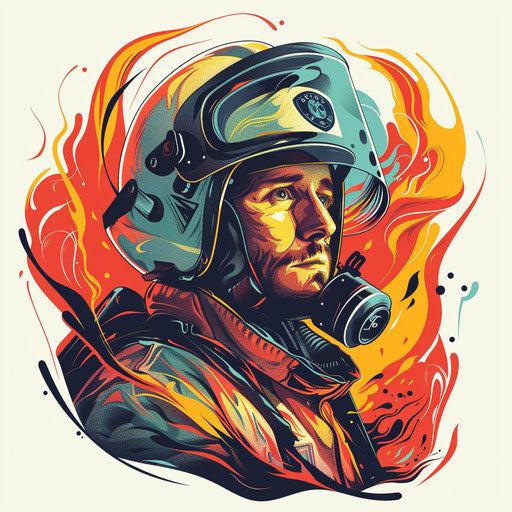 Modern tattoo sketch of firefighter in clipart style