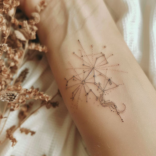Minimalist Virgo constellation tattoo sketch