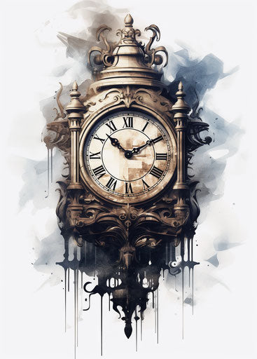 Digital drawing of a clock on transparent background