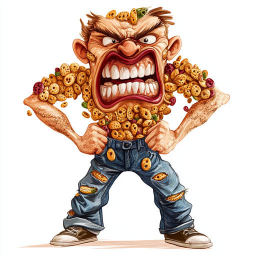 Humorous caricature of a cereal clipart with human characteristics