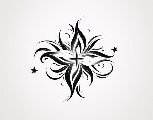 Black and white star tattoo design, stars group, brushstrokes