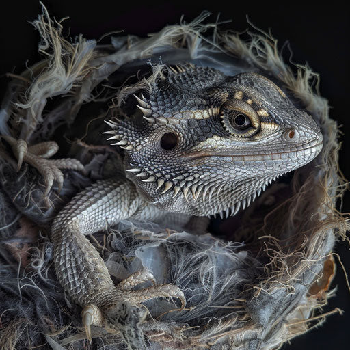 Renewal of a bearded dragon's skin in the midst of shedding