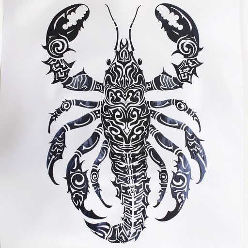 Tribal scorpion tattoo design on blank white paper