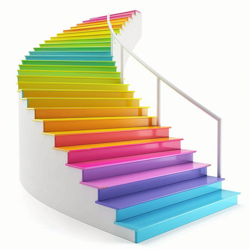 Realistic stair illustration on flat white background