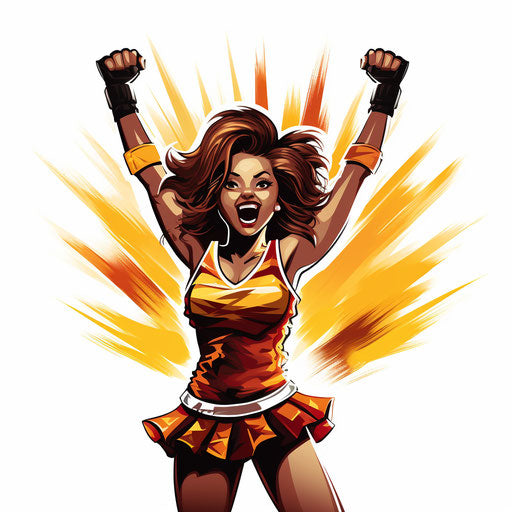Cheerleader clipart in the style of Chiaroscuro Art, on white background