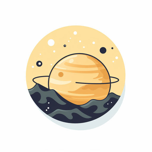 Planet in Minimalist style on white background