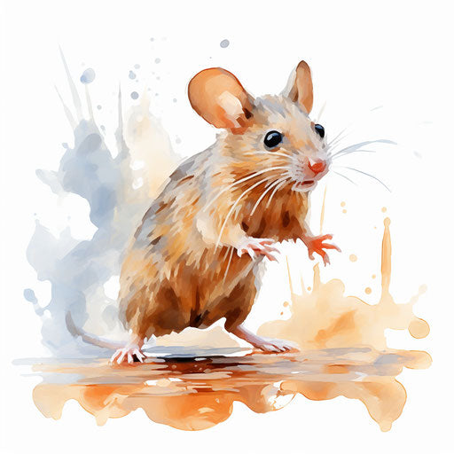 Mouse illustration in the style of Impressionistic Art, on white background