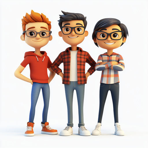 3D friends in photo realistic style on flat white background