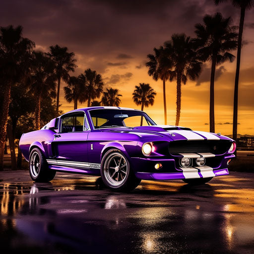 Bright purple classic sports car