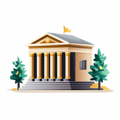 Minimalist-style bank illustration on white background