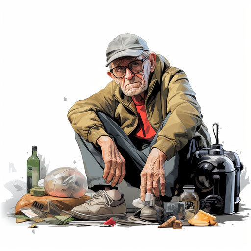 Retirement clipart in the style of Chiaroscuro Art, on a white background