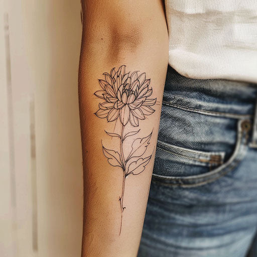 Stylish tattoo sketch of a stylized aster flower