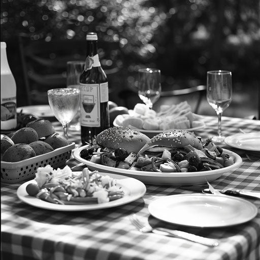 A black and white potluck cookout for clipart