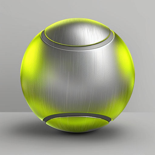 Tennis ball on flat metallic silver background
