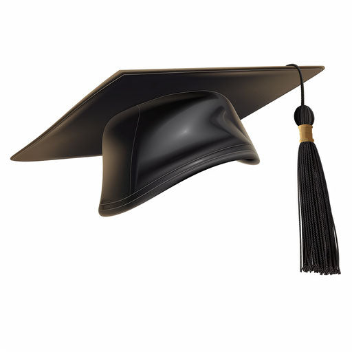 Realistic graduation hat on flat white background
