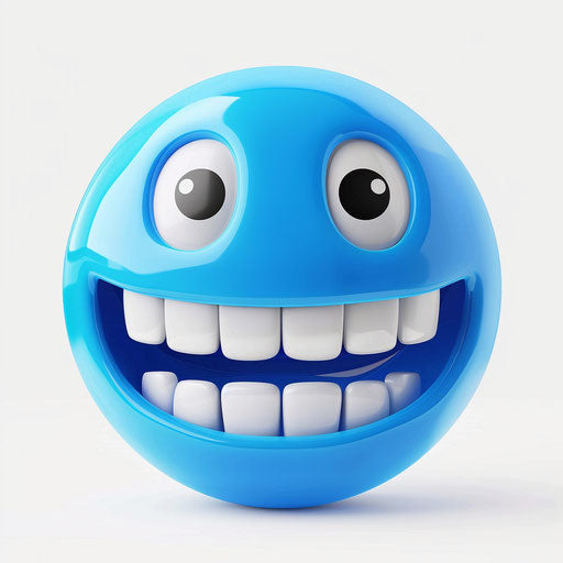 Blue smile with white teeth, happiness 3D rendering