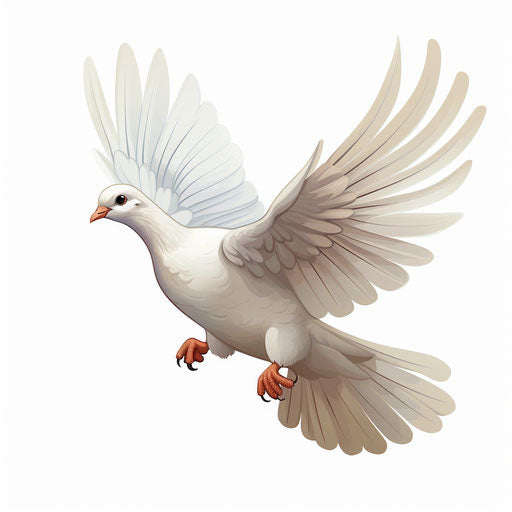 Dove in the style of Chiaroscuro Art, on white background