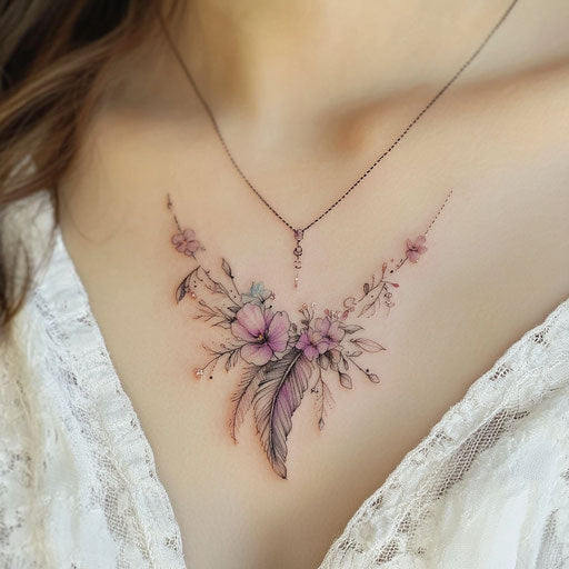 Flat and delicate tattoo sketch for sternum tattoo women