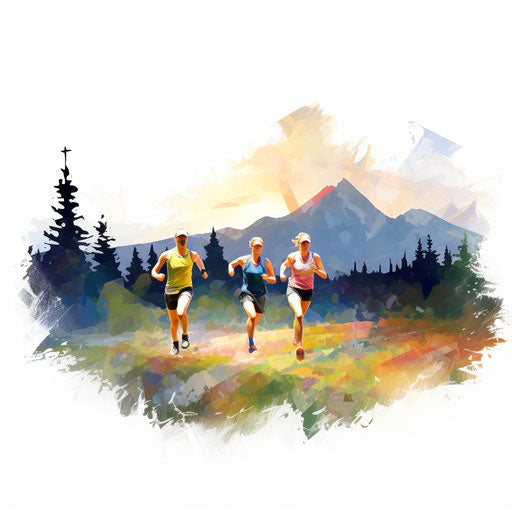 Impressionistic art inspired cross country clipart on white background