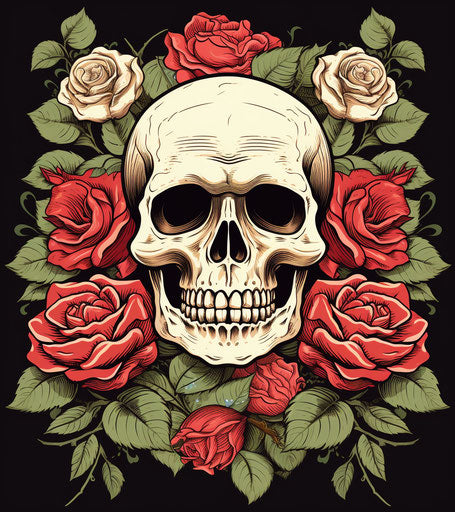 Skull and Roses Vintage Design