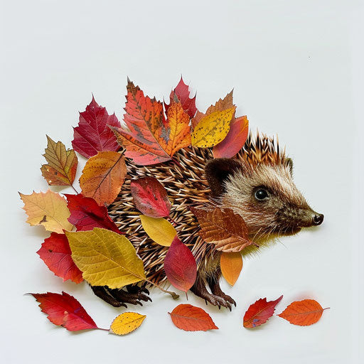 Autumn leaves sculpture of a hedgehog