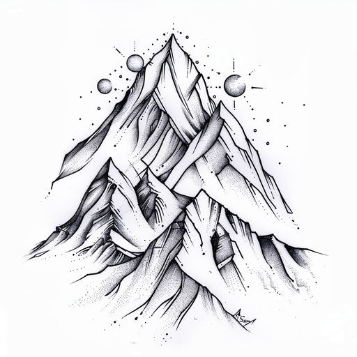 Three dots mountain snow adventure tattoo