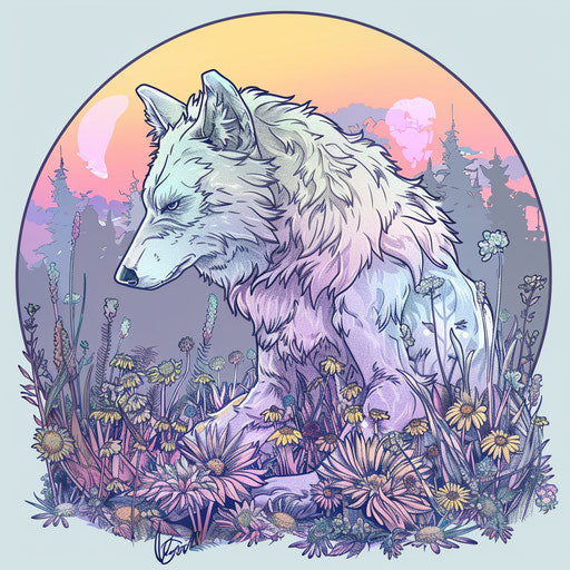 Werewolf in a peaceful meadow