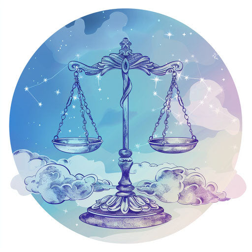 Serene flat tattoo sketch of the Libra constellation