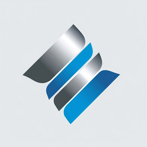 Modern corporate logo with clean typography and blue-silver palette