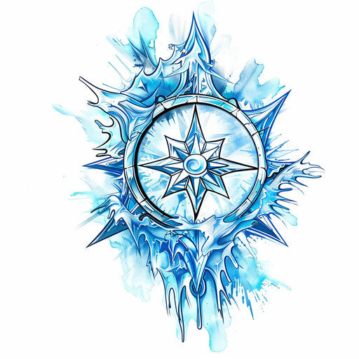 Icy tattoo sketch of a Viking compass
