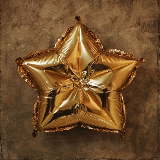 Gold foil balloon in star shape, art deco style sensibilities