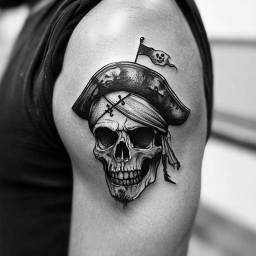 Skull tattoos for men as pirate skull
