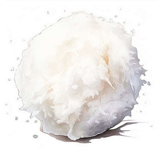 Oil painting style illustration of a snowball on white background