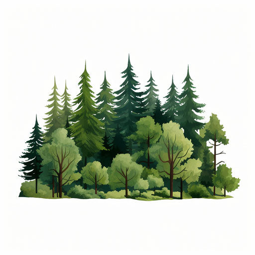 Minimalist forest on white background
