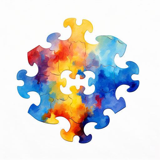 Impressionistic Art - puzzle piece on white background