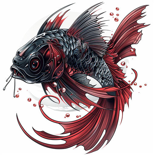 Surreal fish tattoo design blending fantasy with deep sea creature