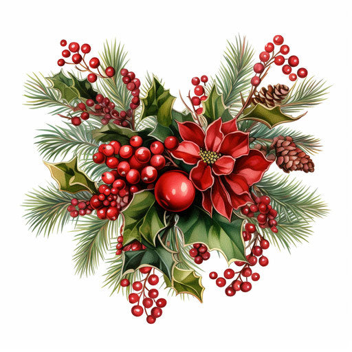 Christmas border clipart in the style of Oil painting, on a white background