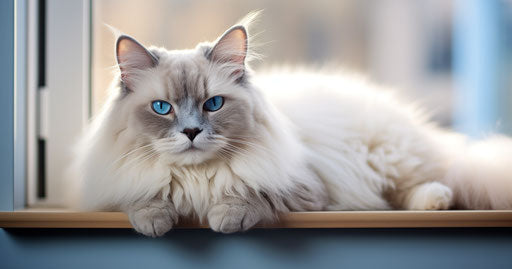 White cat on window sill in elegant tapestry style