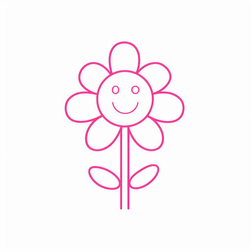 Smiley flower in pink on white background