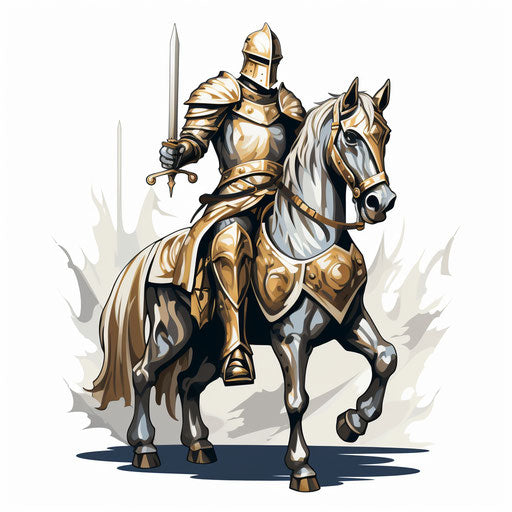 Knight clipart in the style of Chiaroscuro Art, on a white background