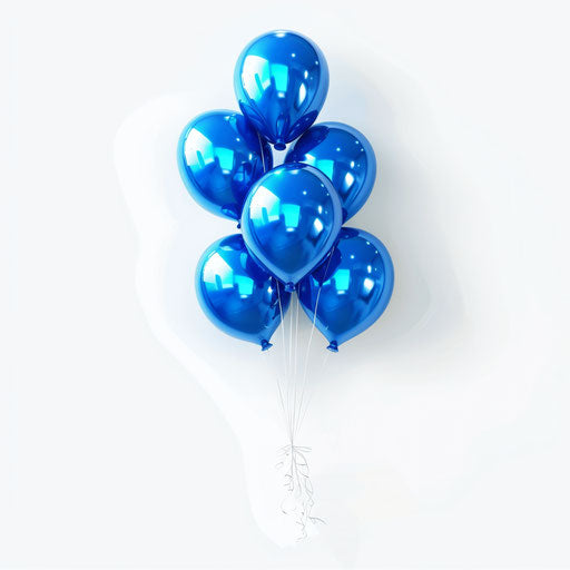 Blue balloons in PNG in a realistic style on flat white background