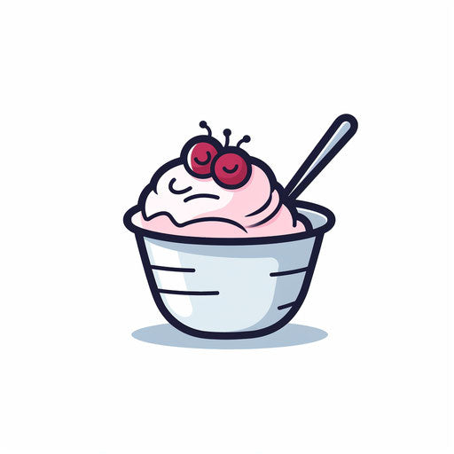 Yogurt illustration in Minimalist style, on white background