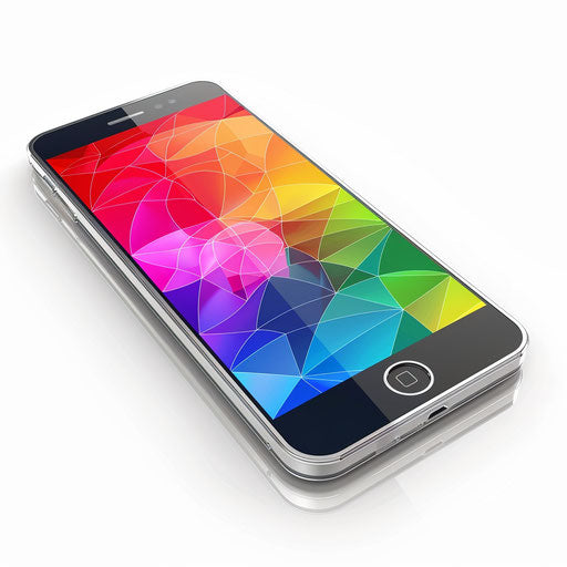 Realistic mobile clipart on flat white background, bright colors and high detail